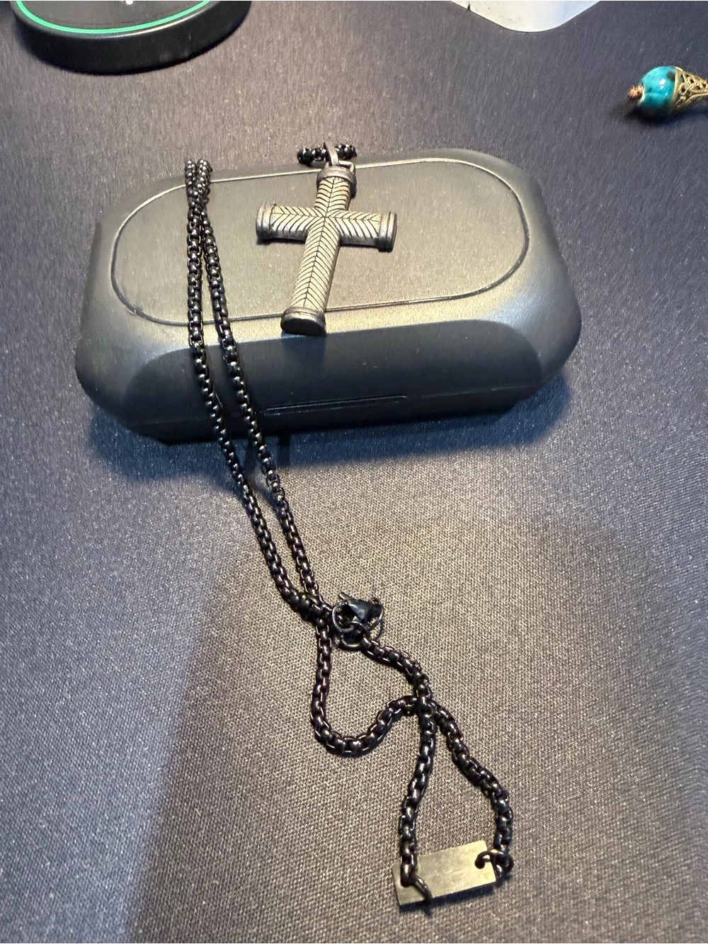 Black Stainless Steel Cross Pendant Necklace for Men